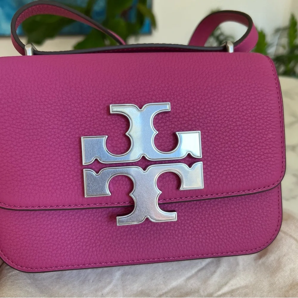 NWT TORY BURCH Small Eleanor Convertible Shoulder Bag In Plumberry Leather Suede - Picture 8 of 14